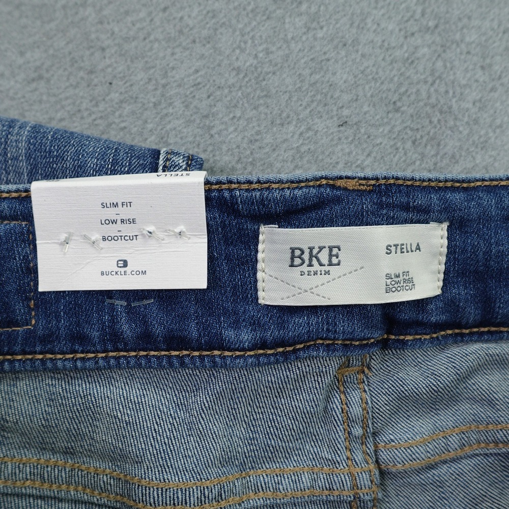 BKE Stella Jeans Womens 29x34 Blue Slim Low Rise Bootcut Distressed Western - Picture 5 of 14